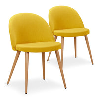Lot de 2 chaises scandinaves en tissu jaune