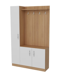 Meuble d'entrée 1 porte à gauche Lilmes L110xH180cm Bois Naturel et Blanc