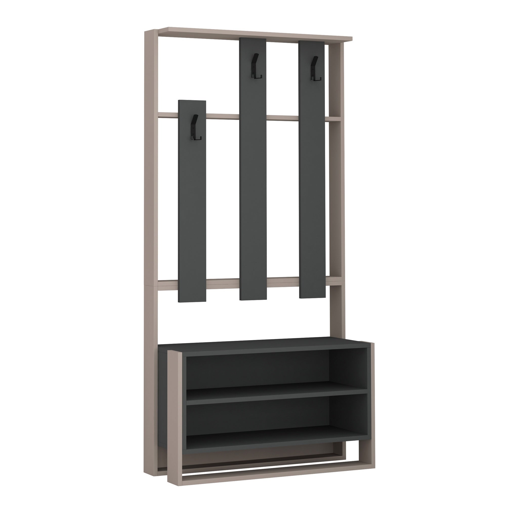 Meuble d'entrée Izarde H180cm Moka et Anthracite