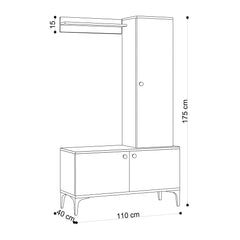 Meuble d'entrée Mikato H175cm Chêne clair et Noir