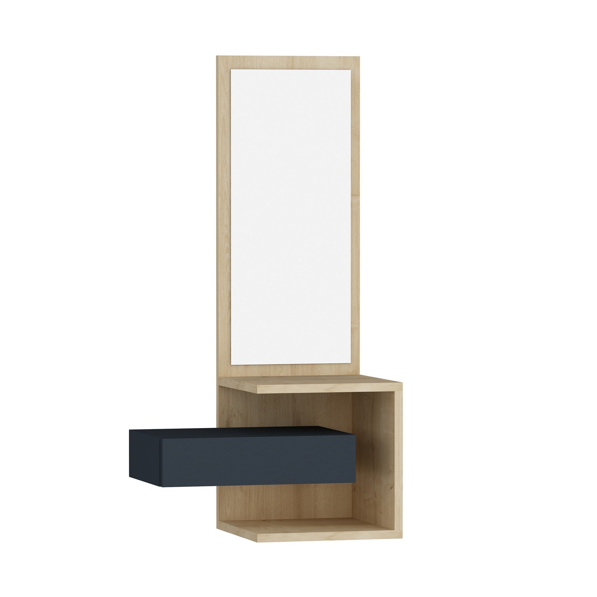 Meuble d'entrée murale avec miroir Syracuse L49,1xH90cm Bois Chêne clair et Anthracite