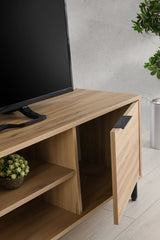 Meuble TV 1 porte Elliot 140cm Bois Chêne clair