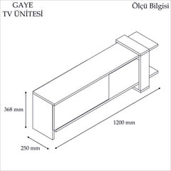 Meuble TV 1 porte kaine 120cm Bois Naturel et Blanc