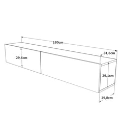 Meuble TV 2 portes battantes Wafo 180cm Bois Naturel