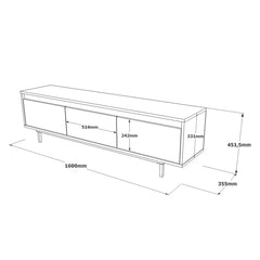 Meuble TV 3 portes abattant style industriel Licium L160cm Bois Gris béton