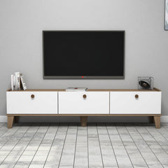 Meuble Tv 3 portes Blaz 178cm Chêne et Blanc