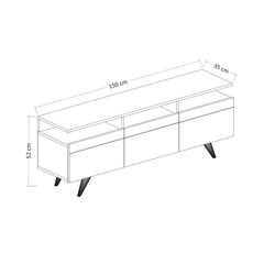 Meuble TV 3 portes et 3 tiroirs Kira 150cm Bois Chêne et Anthracite