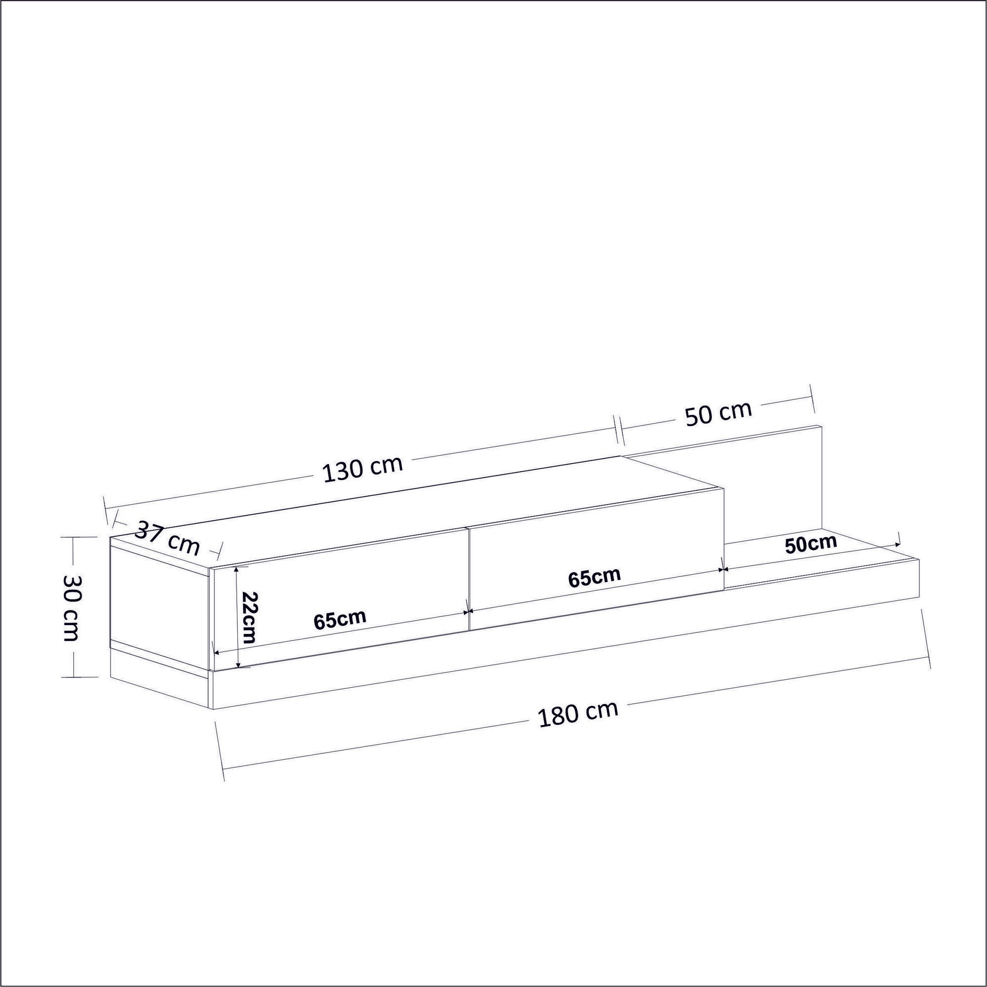 Meuble Tv Aucetha L180cm Bois clair et Anthracite