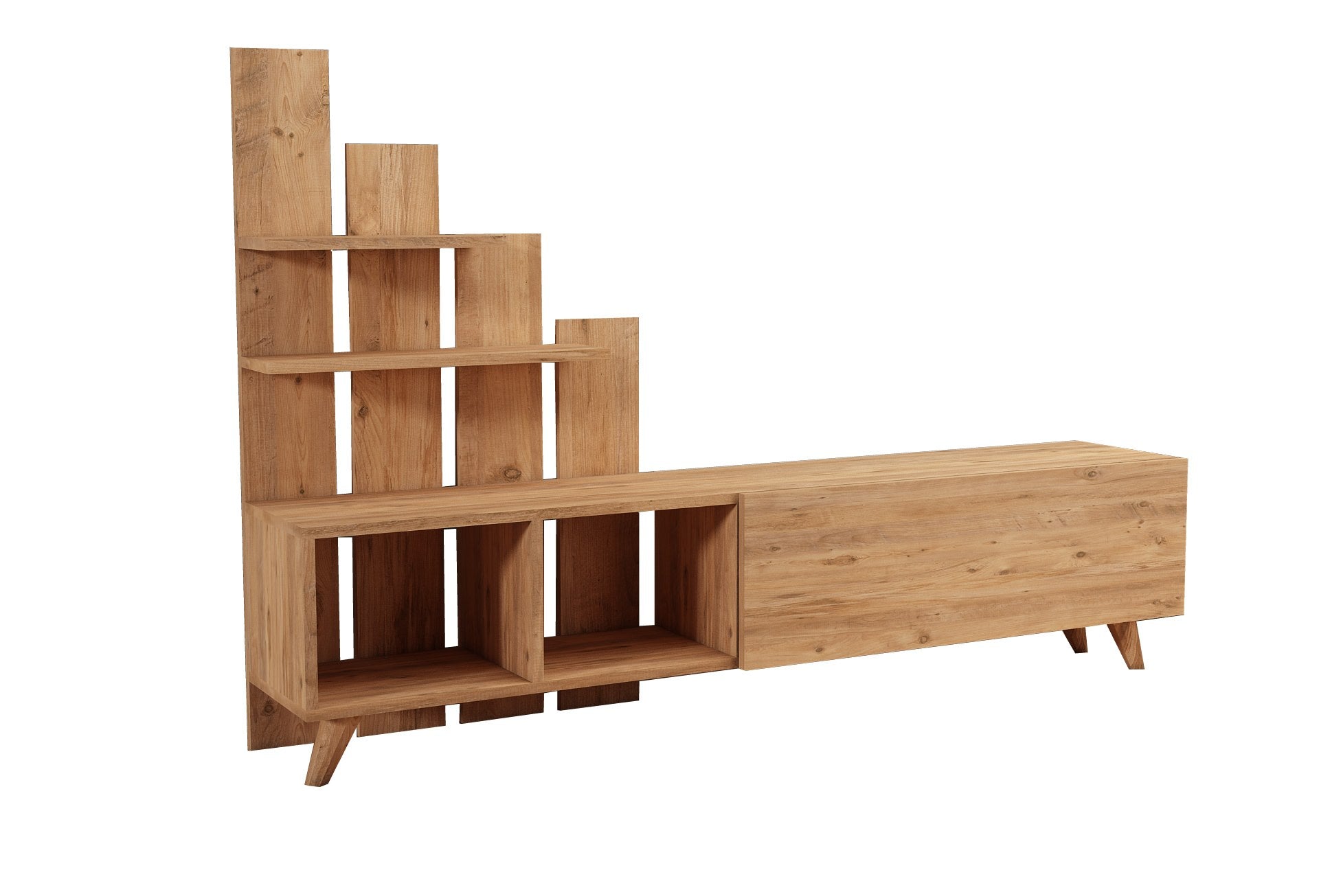 Meuble Tv avec étagère Aphista L160xH115cm Bois clair