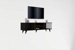 Meuble TV Braye L160cm Bois foncé et Anthracite