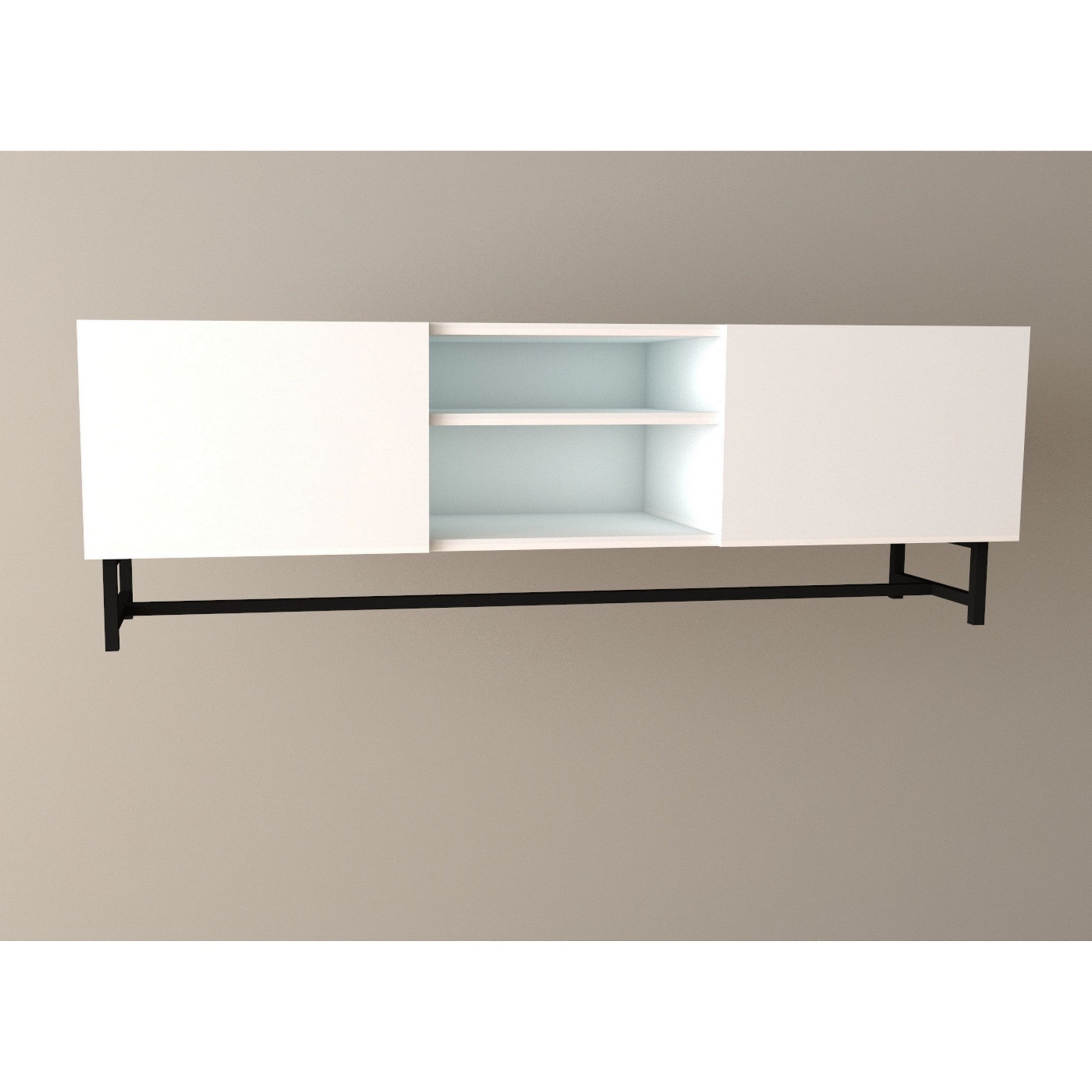 Meuble TV contemporain 150cm 2 portes Barfunk Blanc