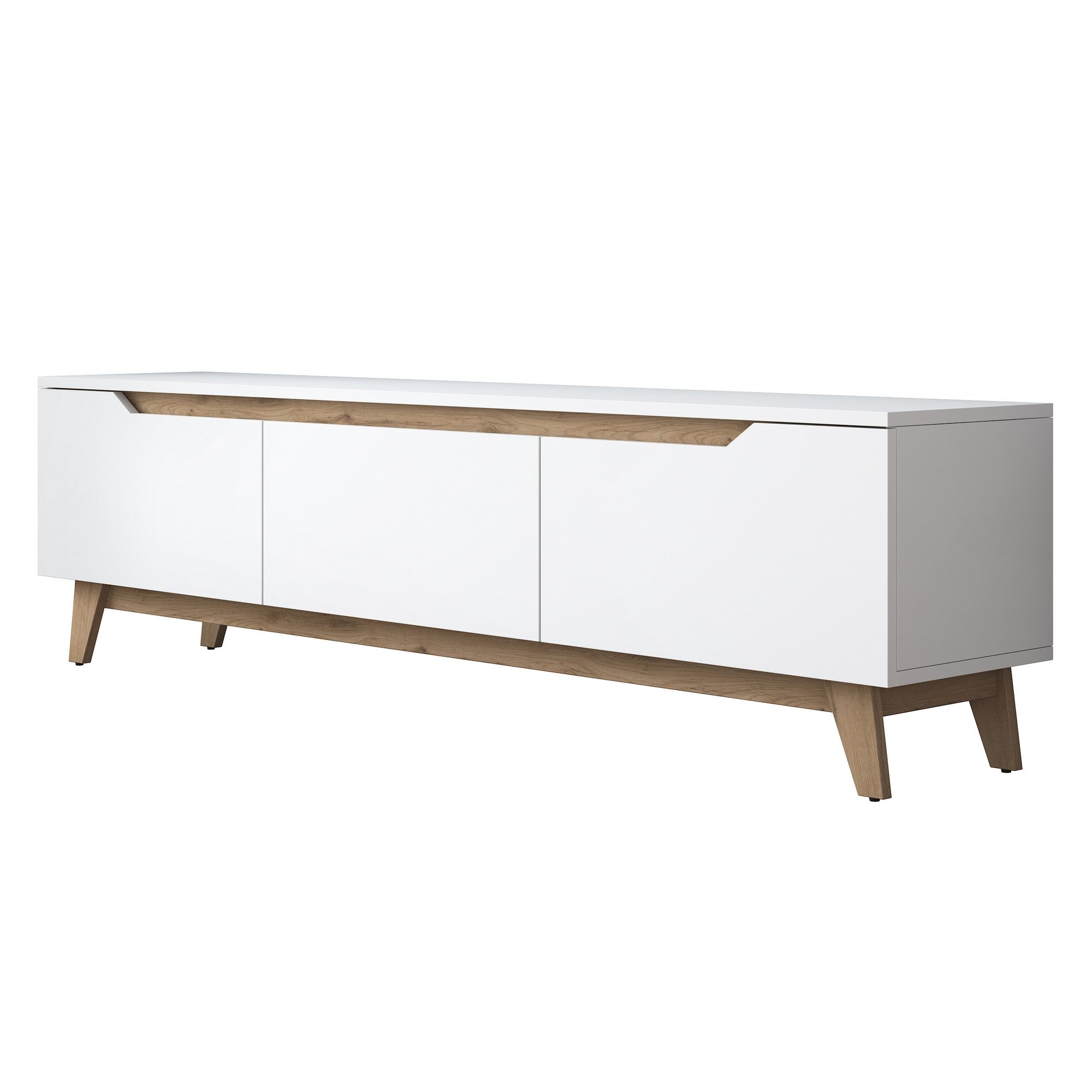 Meuble TV contemporain 180cm 3 portes Dandalis Bois Blanc