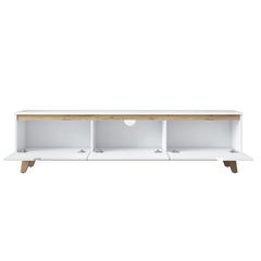 Meuble TV contemporain 180cm 3 portes Dandalis Bois Blanc