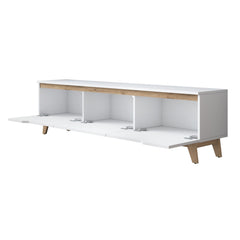 Meuble TV contemporain 180cm 3 portes Dandalis Bois Blanc