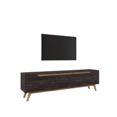 Meuble TV contemporain 180cm 3 portes Dandelis 180cm Bois Noir effet usé