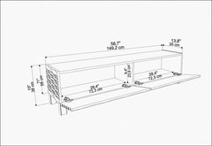 Meuble TV design 2 portes basculantes Vanoise 149cm Blanc et Chêne clair