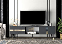 Meuble TV design Vanda L150cm Anthracite et Bond Or