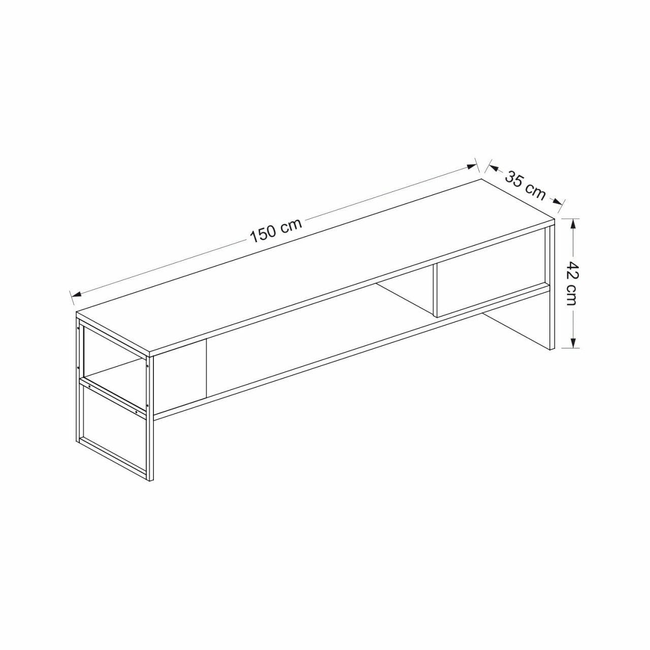 Meuble TV design Zlatni Métal Noir et Bois Noir et Blanc