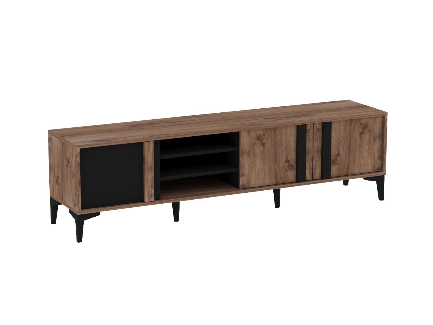 Meuble Tv Farfollo L180cm Bois foncé et Anthracite