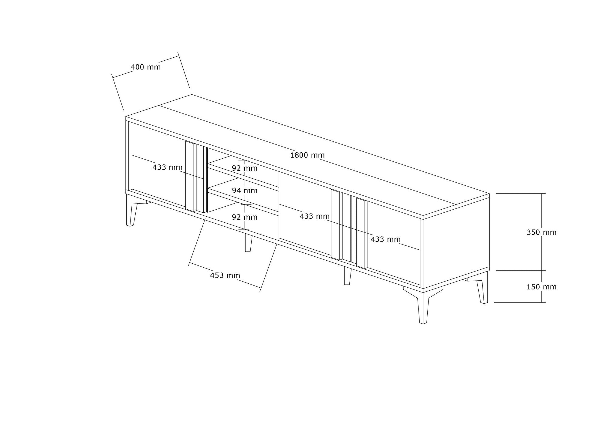 Meuble Tv Farfollo L180cm Bois foncé et Anthracite