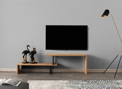 Meuble TV Fouda 153cm Bois Naturel et Noir