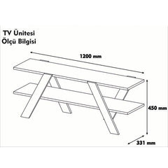 Meuble TV Gravitas Mélaminé Blanc et Noyer