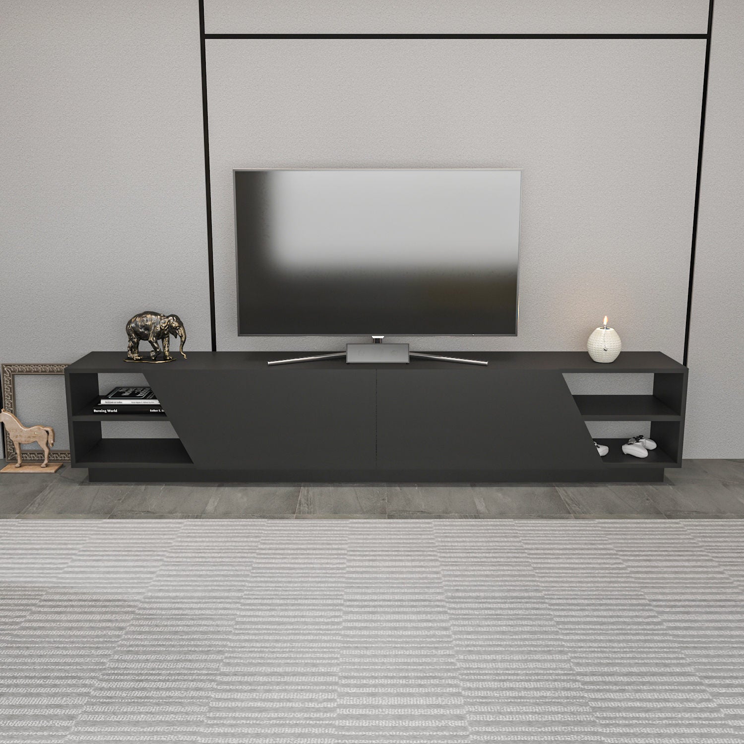 Meuble TV modernes Herold L240cm Anthracite