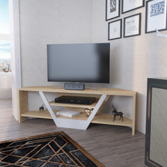 Meuble TV Norah 120cm Blanc et Chêne clair