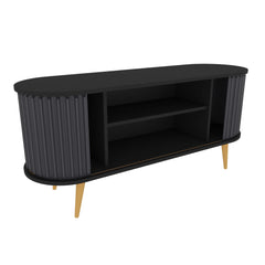 Meuble TV portes coulissantes Natera 140cm Noir et Anthracite