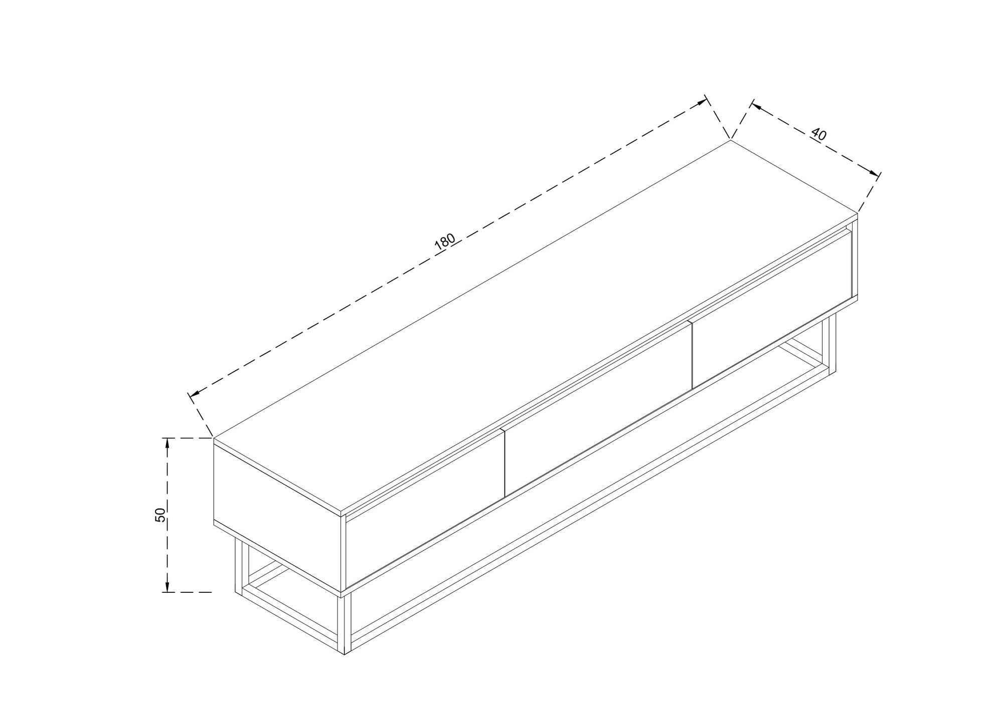 Meuble TV Recta 3 tiroirs L140 cm Coton MDF Noir Laminé Noyer et Noir 