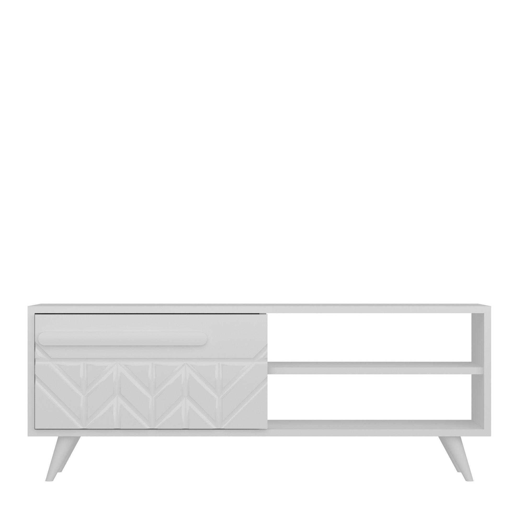 Meuble TV scandinave 1 porte Phaleas 120cm Blanc