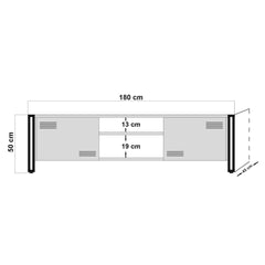 Meuble TV style industriel Senlid L180cm Métal Noir et Bois clair