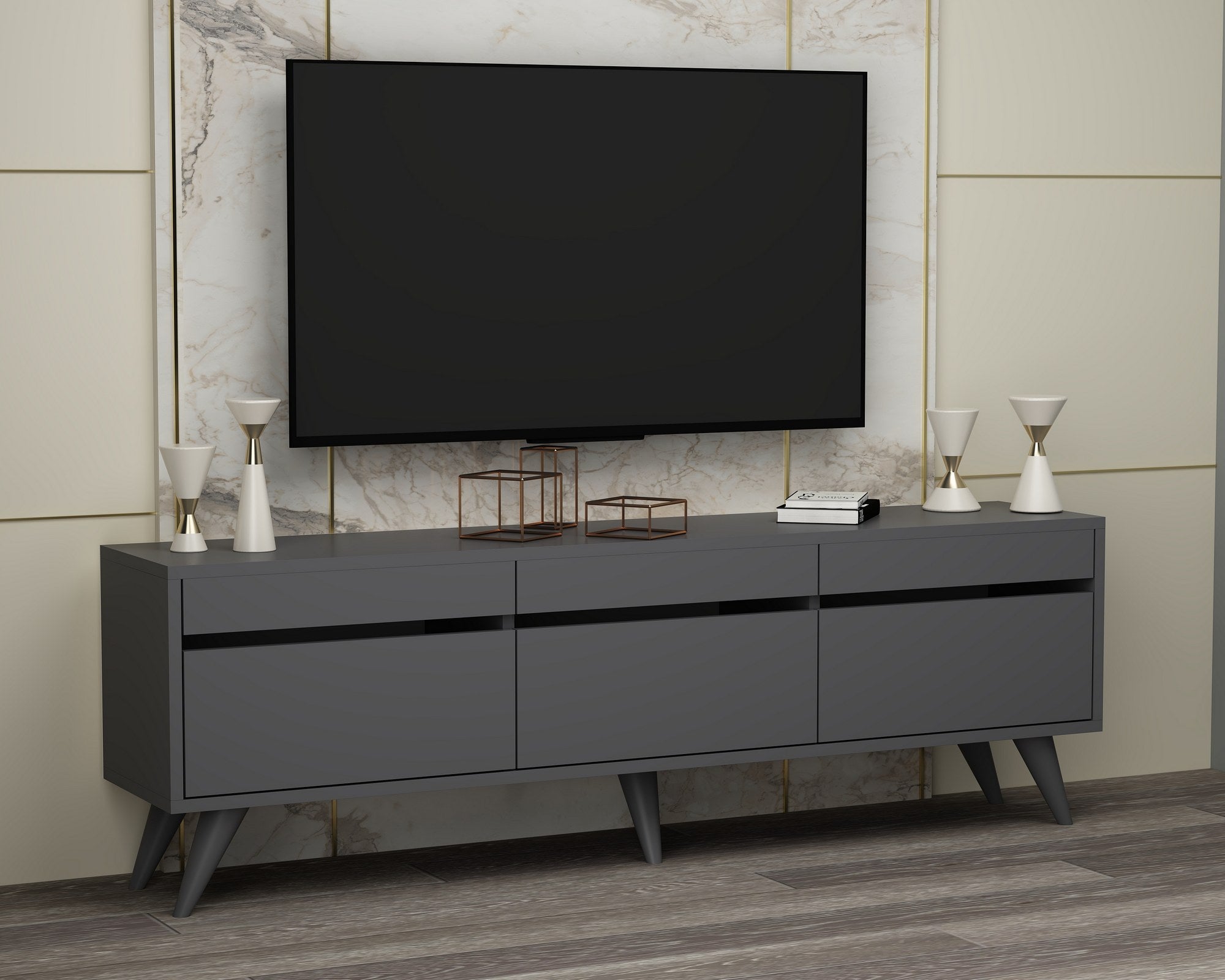 Meuble TV style scandinave Algol 150cm Anthracite