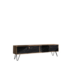 Meuble TV Wano 160cm Bois et Effet Marbre Noir