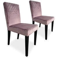 Lot de 2 chaises en velours rose avec pieds en bois