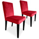 Lot de 2 chaises en velours rouge avec pieds en bois
