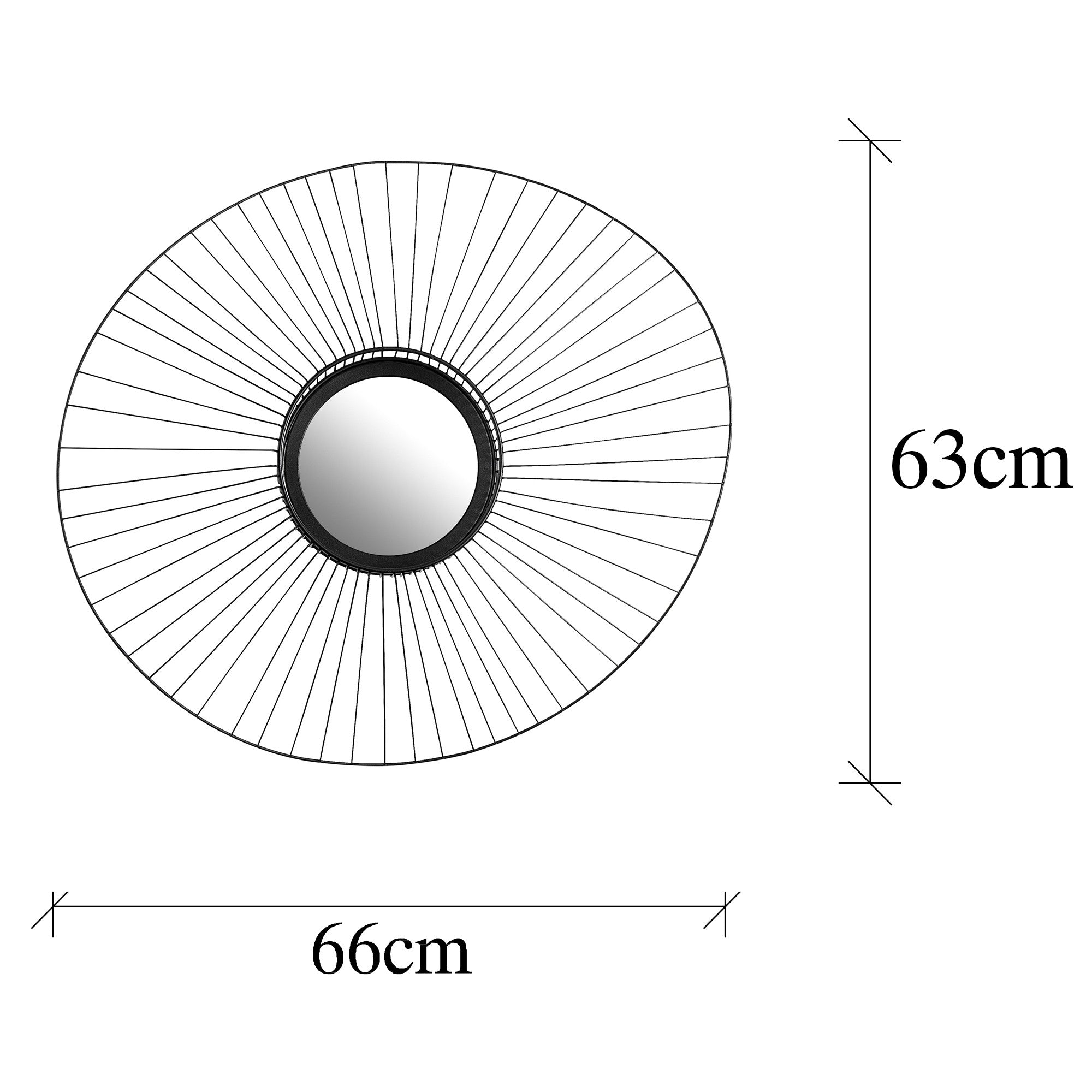 Miroir décoratif auréole Filamentis 66 x 12 x 63 cm Métal Noir