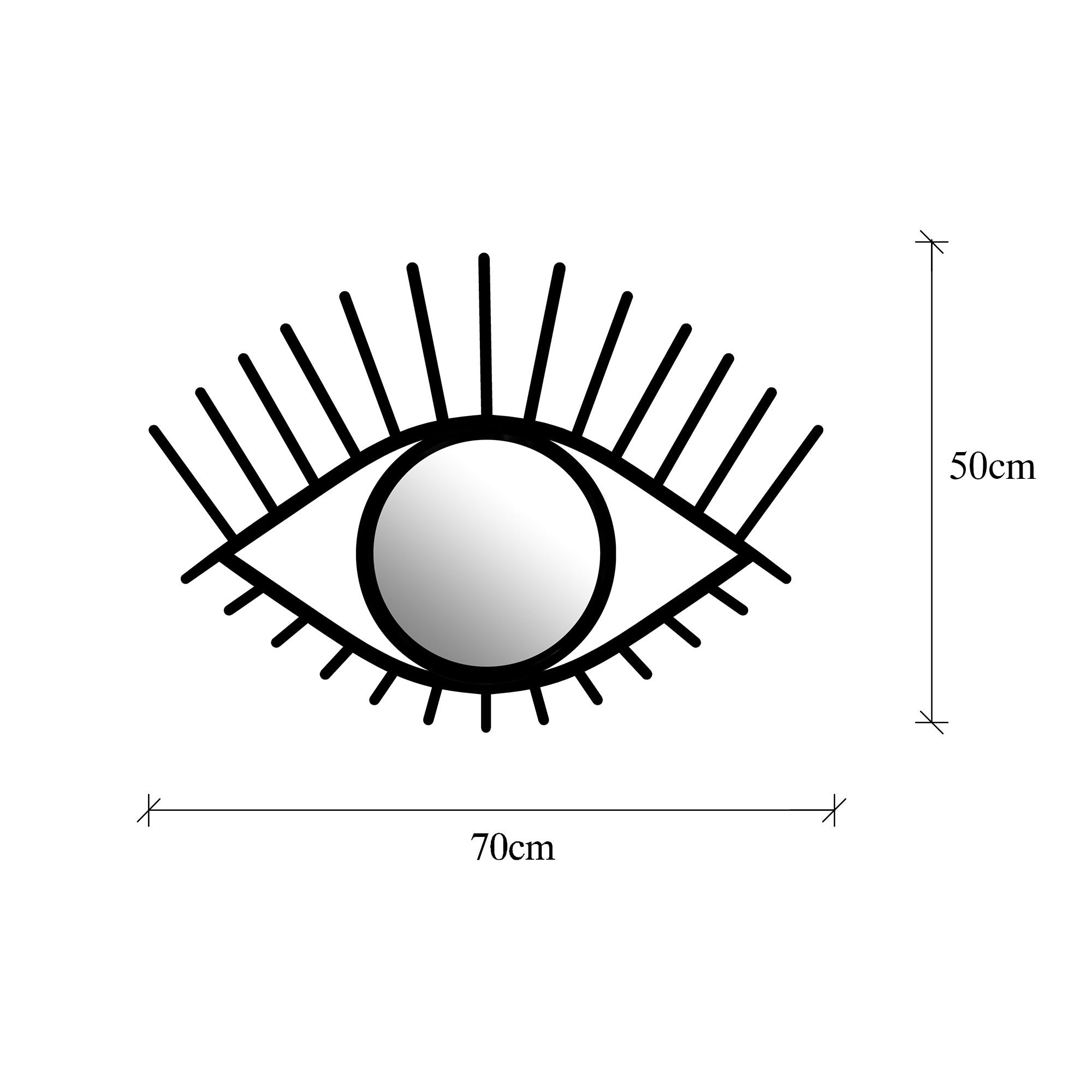 Miroir décoratif mural Filamentis "œil" L70xH50cm Métal Noir