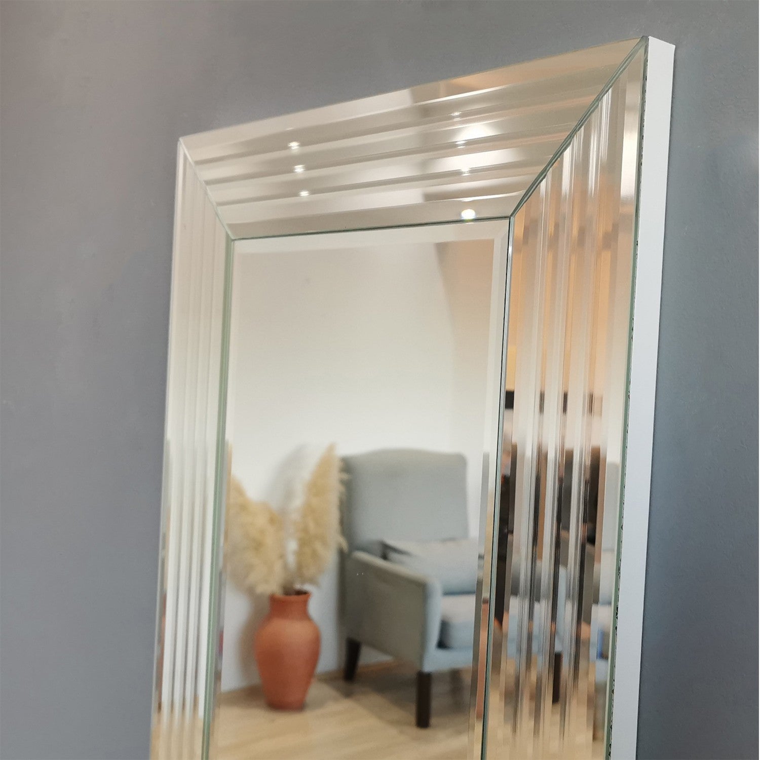 Miroir moderne encadré 120cm Compage MDF Argenté 