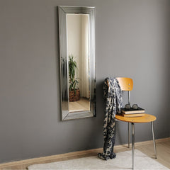 Miroir moderne encadré 40x120cm Compage Bois Argent