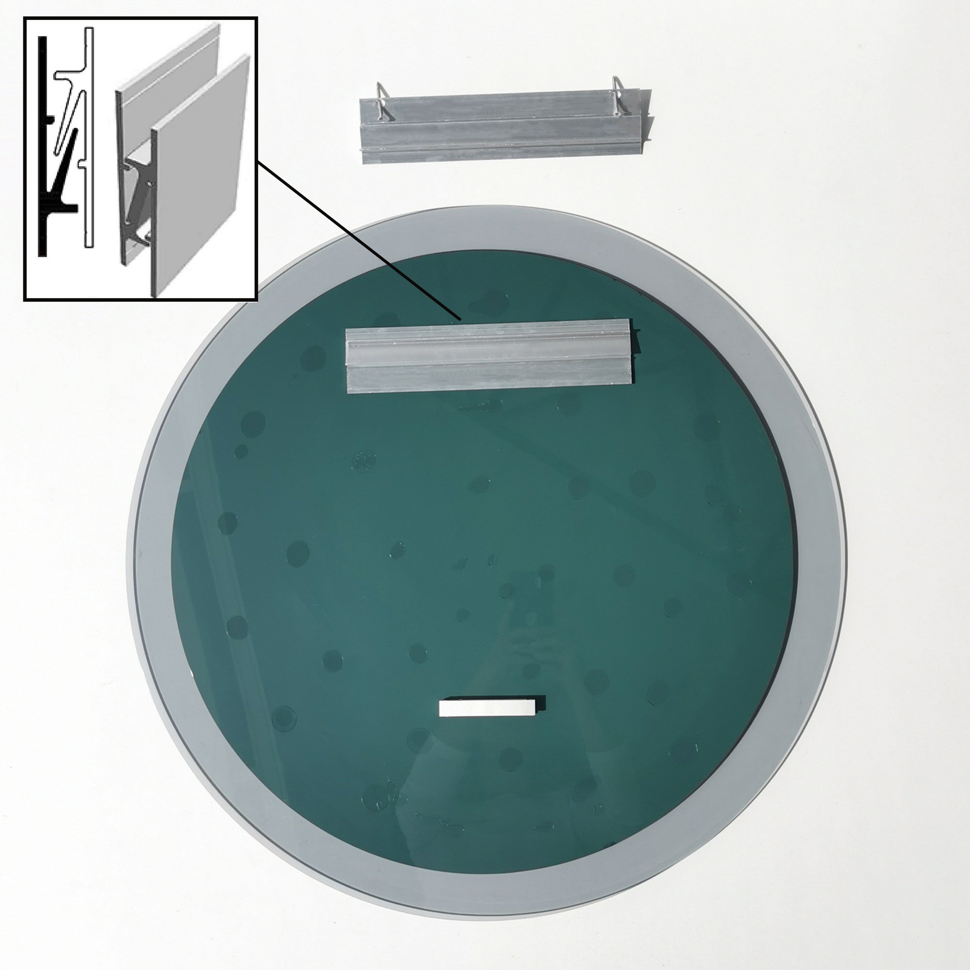 Miroir moderne rond Erissa D65cm Verre trempé Transparent