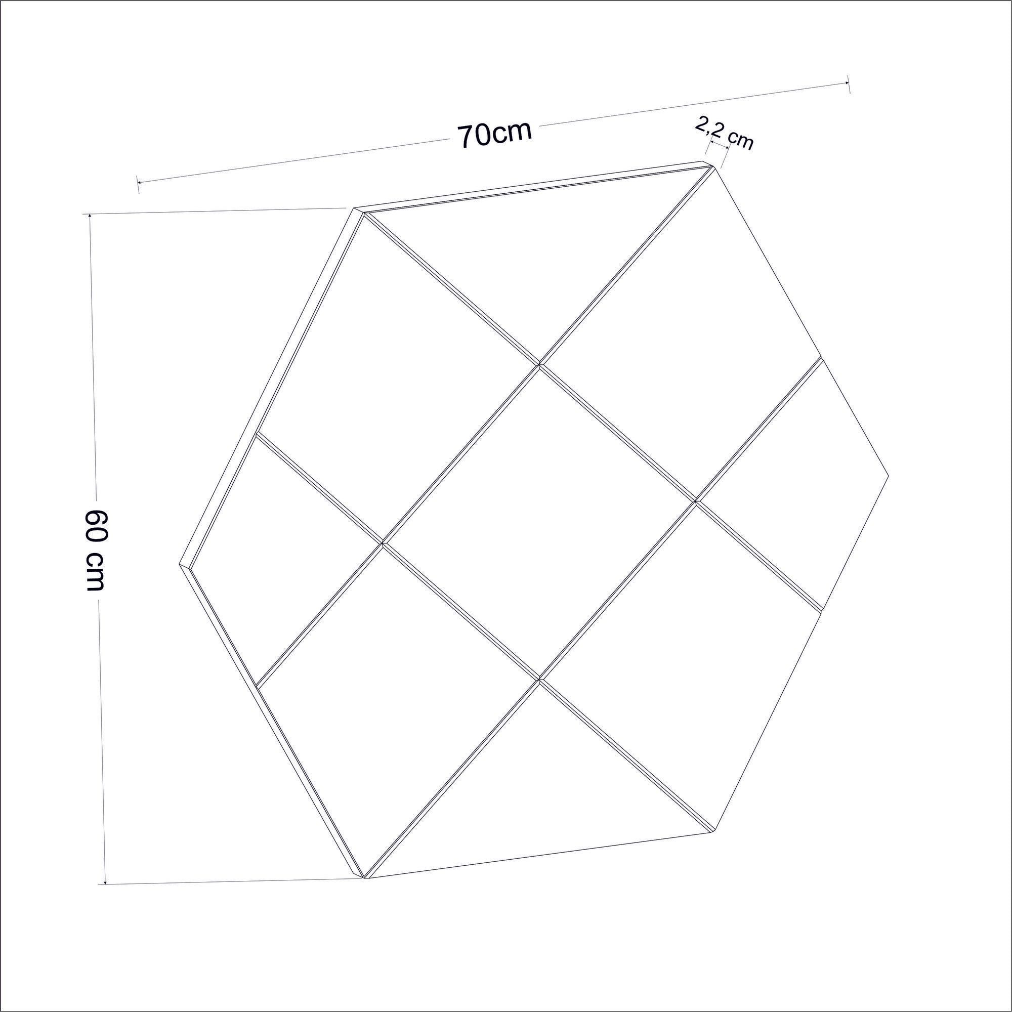 Miroir murale décoratif hexagone Vaelena 60x70cm Motif Géométrique