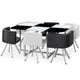 Table rectangulaire mosaïque XL bicolore noir et blanc avec 6 chaises