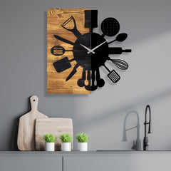 Montre Murale Continuum Kitchen Bois Noir et Noyer