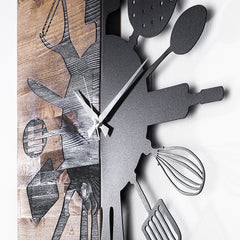 Montre Murale Continuum Kitchen Bois Noir et Noyer