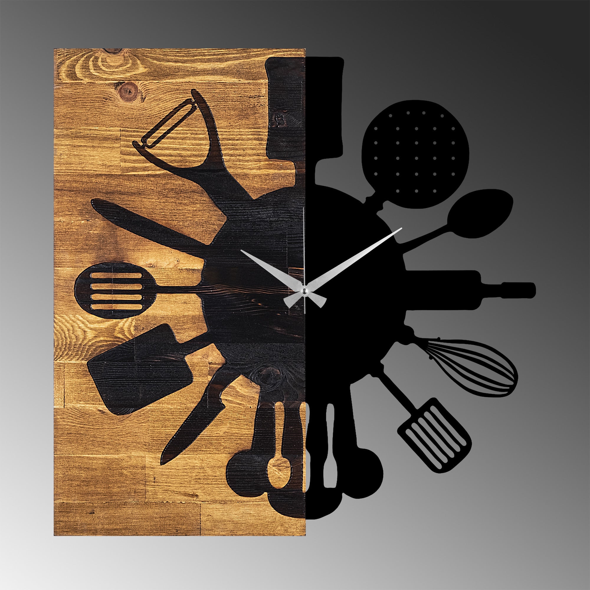 Montre Murale Continuum Kitchen Bois Noir et Noyer