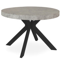 Table ronde extensible noir effet béton avec rallonges
