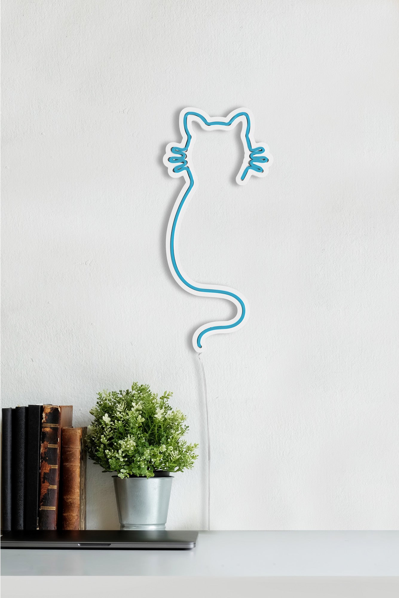 Panneau mural Lucendi L20,5xH46,5cm "forme de chat" Néon Bleu