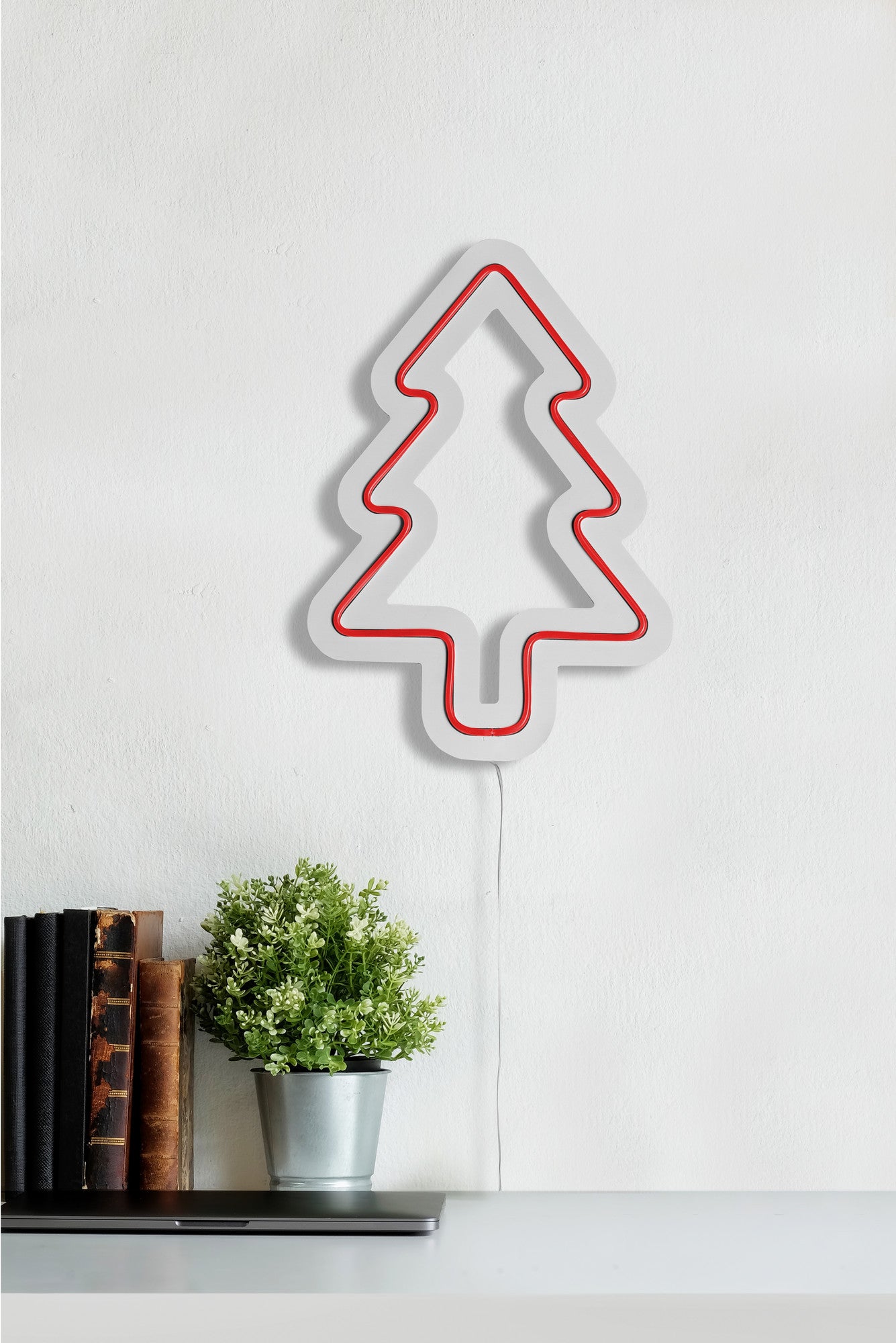 Panneau mural Lucendi L21xH30cm "sapin de Noël" Néon Rouge