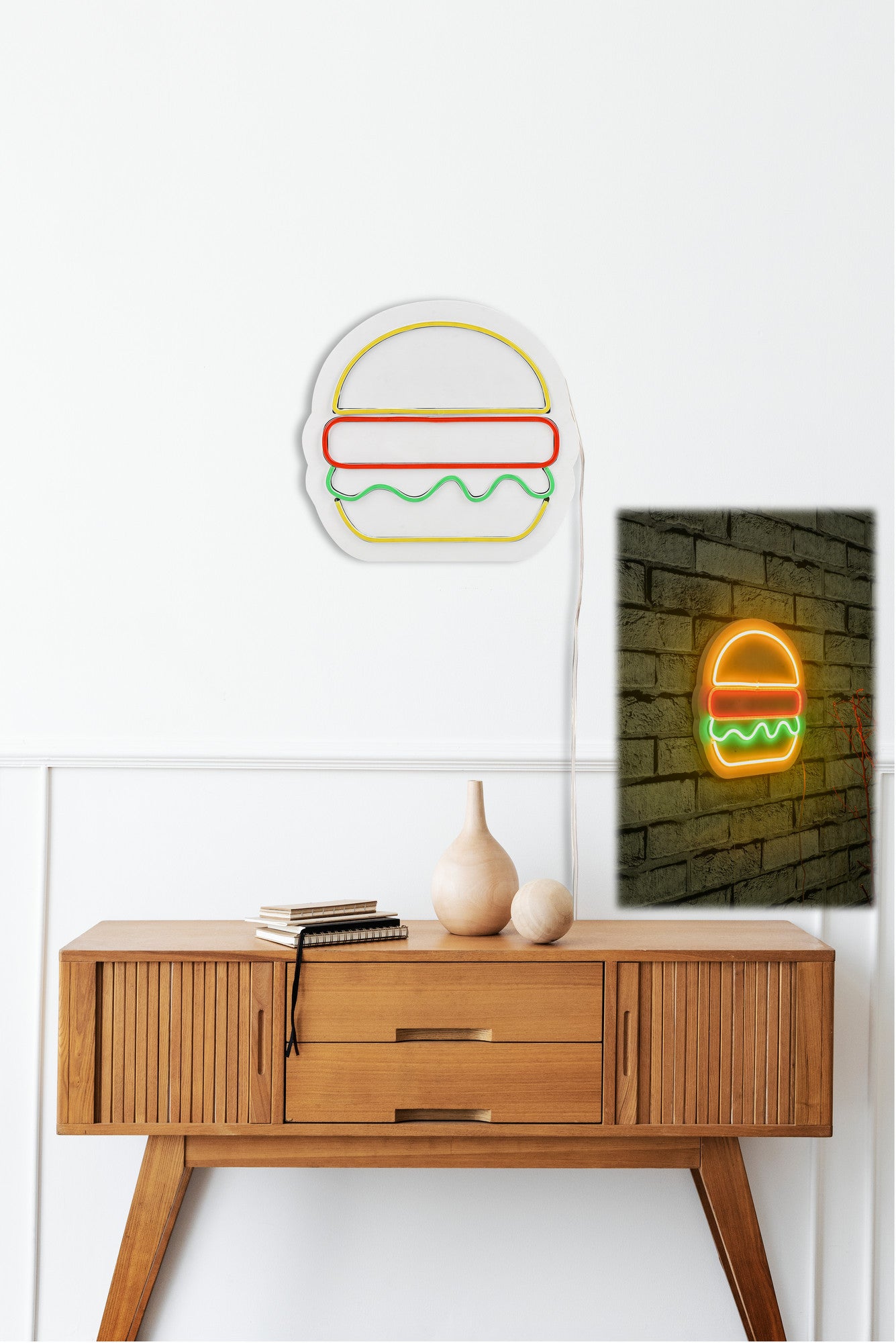 Panneau mural Lucendi L28xH27cm "hamburger" Néon Multicolore